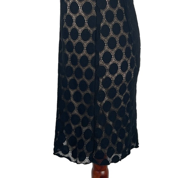 Agb SLEEVELESS POLKA DOT LACE OVERLAY ROUND NECK SHIFT DRESS BLACK/BEIGE 16 EUC - Picture 5 of 15